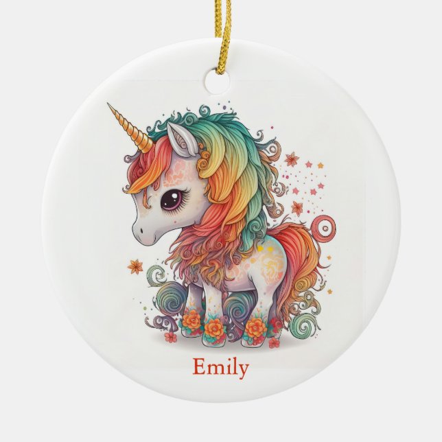 Adorno De Cerámica Navidades de unicornio personalizados (Frente)