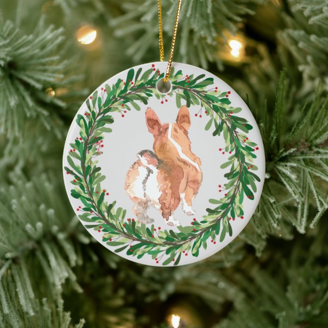 Adorno De Cerámica Navidades de vacaciones Corgi Butt escribió (Árbol)