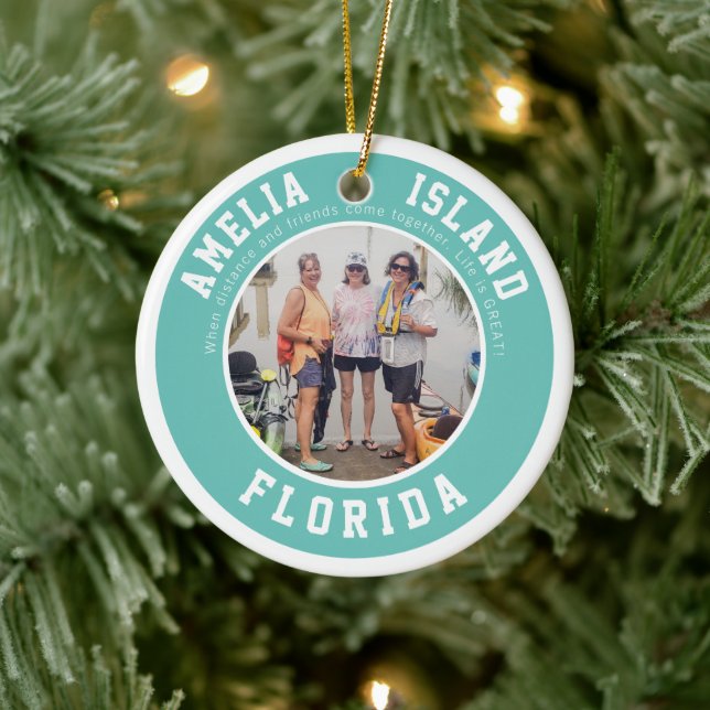 Adorno De Cerámica Navidades de vacaciones de Amelia Island (Árbol)
