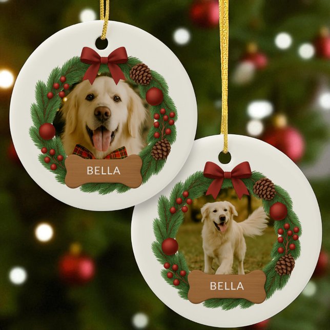 Adorno De Cerámica Navidades de vacaciones de perro Foto Nombre perso (Subido por el creador)