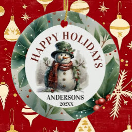 Adorno De Cerámica Navidades de vacaciones de Snowman