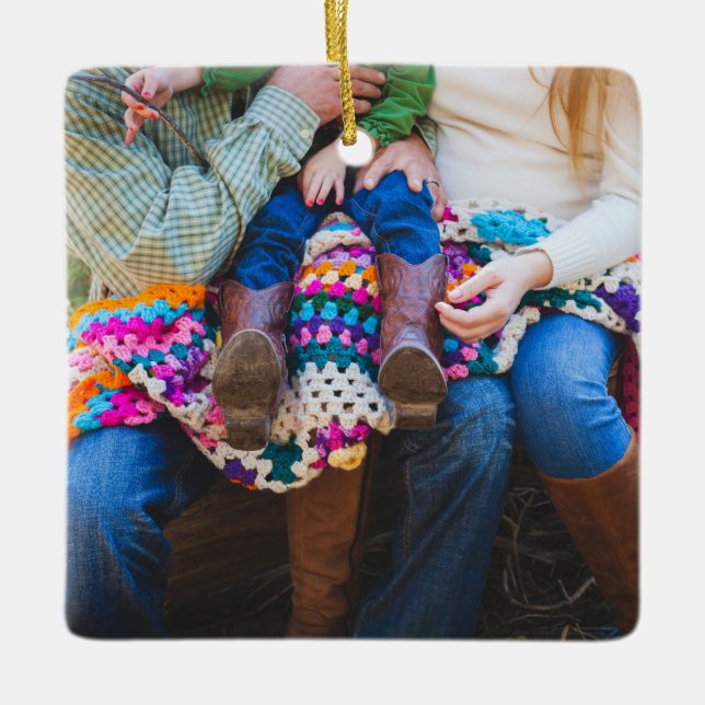 Adorno De Cerámica Navidades de vacaciones familiares de Personalizad (Anverso)