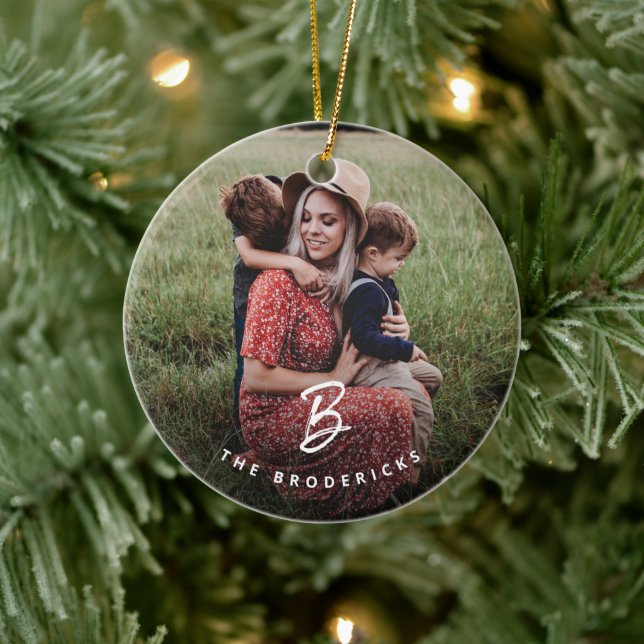 Adorno De Cerámica Navidades de vacaciones familiares fotográficas en (Árbol)