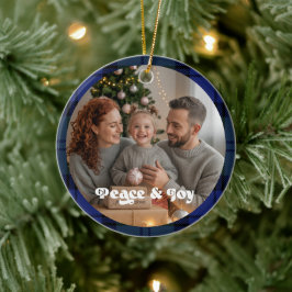 Adorno De Cerámica Navidades de vacaciones familiares Keepsake Plaid