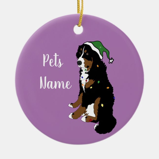 Adorno De Cerámica Navidades de vacaciones Perro de montaña Bernese (Frente)