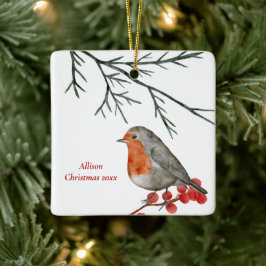 Adorno De Cerámica Navidades de vacaciones Robin Bird en inglés