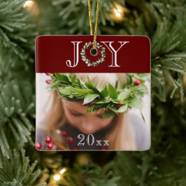 Adorno De Cerámica Navidades de vacaciones rojas personalizados con f