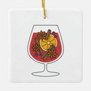 Adorno De Cerámica Navidades de vacaciones vino tinto molido cóctel 