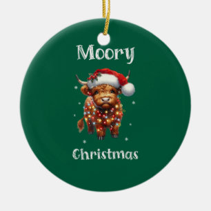 Adorno De Cerámica Navidades de vacas de la región montañosa de Cute