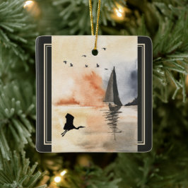 Adorno De Cerámica Navidades de vela y aves personalizadas