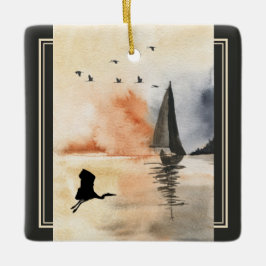 Adorno De Cerámica Navidades de vela y aves personalizadas