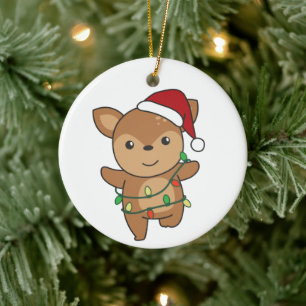 Adorno De Cerámica Navidades de venado Animales de invierno Cerámica