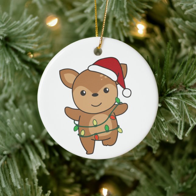 Adorno De Cerámica Navidades de venado Animales de invierno Cerámica  (Árbol)