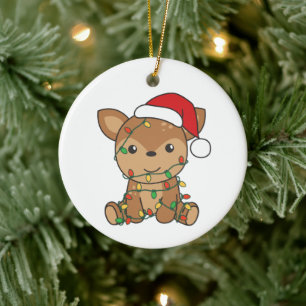 Adorno De Cerámica Navidades de venado Animales de invierno ciervos