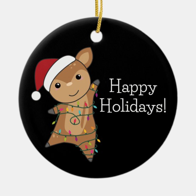 Adorno De Cerámica Navidades de venados venados animan el invierno (Frente)