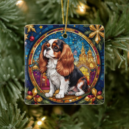Adorno De Cerámica Navidades de vidrio Cavalier King Charles Staines