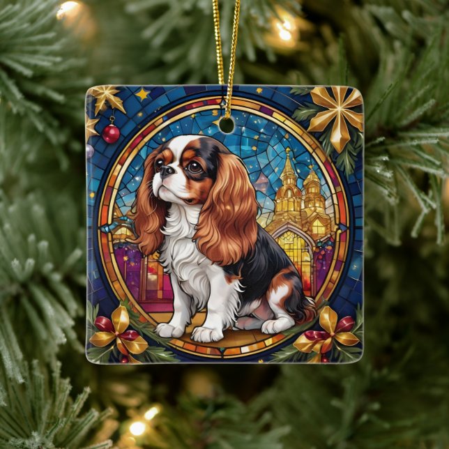 Adorno De Cerámica Navidades de vidrio Cavalier King Charles Staines (Árbol)