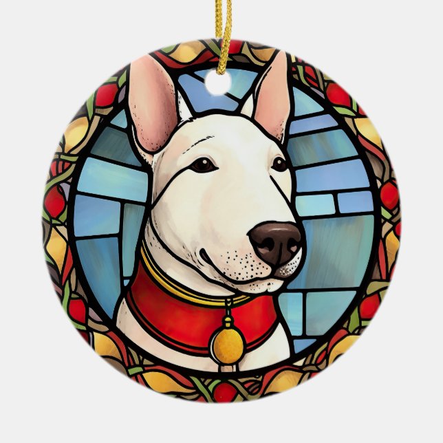 Adorno De Cerámica Navidades de vidrio manchado de Bull Terrier (Frente)