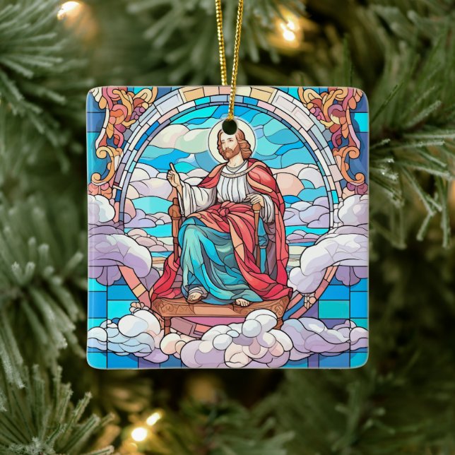 Adorno De Cerámica Navidades de vidrio manchado de Jesús mágico (Árbol)