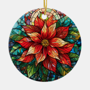 Adorno De Cerámica Navidades de vidrio templado flor rojo Poinsettia