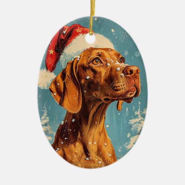 Adorno De Cerámica Navidades de Vizsla (Frente)