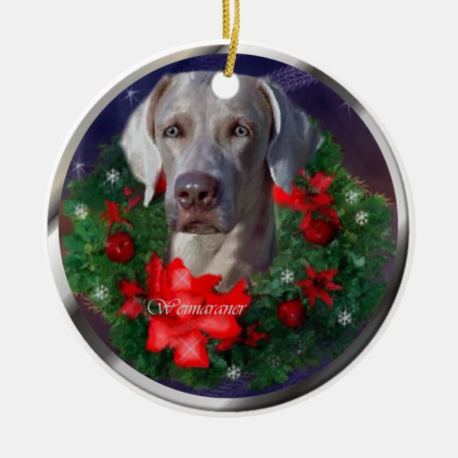 Adorno De Cerámica Navidades de Weimaraner (Frente)
