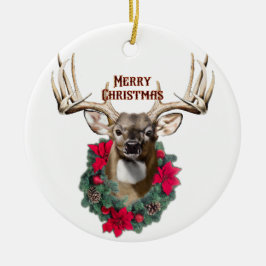 Adorno De Cerámica Navidades de Whitetail Buck
