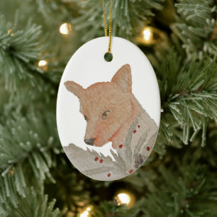 Adorno De Cerámica Navidades de Woodland artísticos Fox