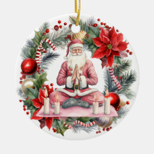 Adorno De Cerámica Navidades de yoga Santa Claus