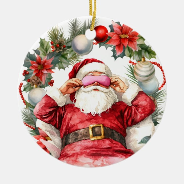 Adorno De Cerámica Navidades de yoga Santa Claus (Frente)