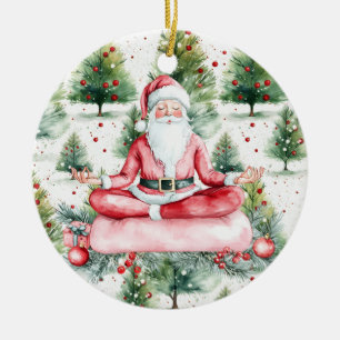 Adorno De Cerámica Navidades de yoga Santa Claus