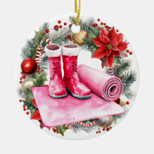 Adorno De Cerámica Navidades de yoga Santa Claus Zapatos en alfombras