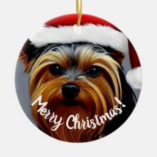 Adorno De Cerámica Navidades de Yorkshire Terrier