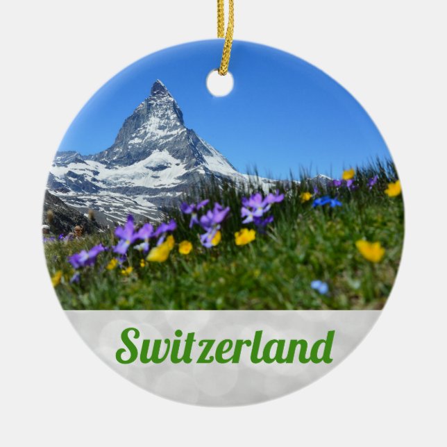 Adorno De Cerámica Navidades de Zermatt Matterhorn Suiza (Frente)