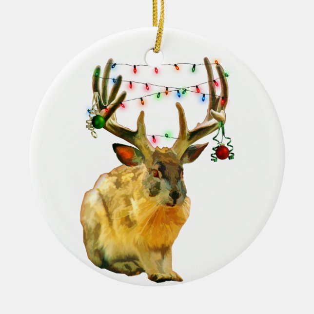 Adorno De Cerámica Navidades Decorados Jackalope (Frente)