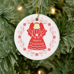 Adorno De Cerámica Navidades del Ángel Rojo