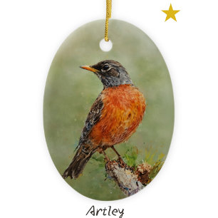 Adorno De Cerámica Navidades del año de la pintura de aves Robin nara