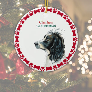 Adorno De Cerámica Navidades del año del monograma Springer Spaniel