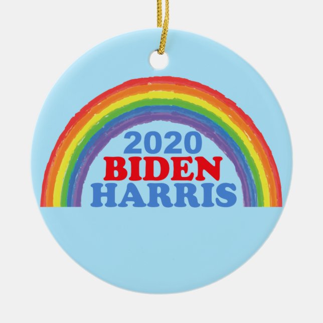Adorno De Cerámica Navidades del Arcoiris Biden Harris 2020 (Frente)