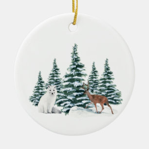 Adorno De Cerámica Navidades del Ártico invernal   Personalizado 4 Fo