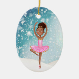 Adorno De Cerámica Navidades del Ballet Ballerina Winter Snow Holiday