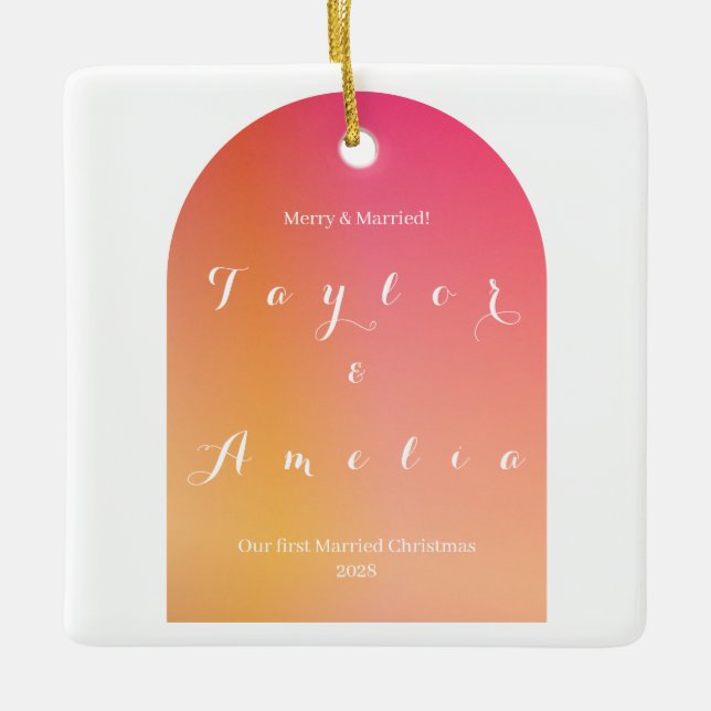 Adorno De Cerámica Navidades del Boho Arch moderno casados y merry (Anverso)