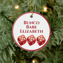 Adorno De Cerámica Navidades del Bunco de los dados Rojos