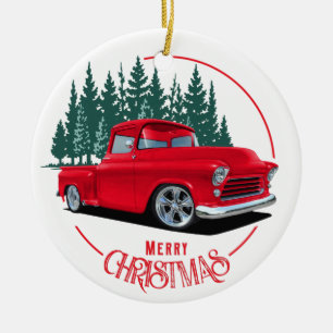 Adorno De Cerámica Navidades del Camión Rojo de 1956