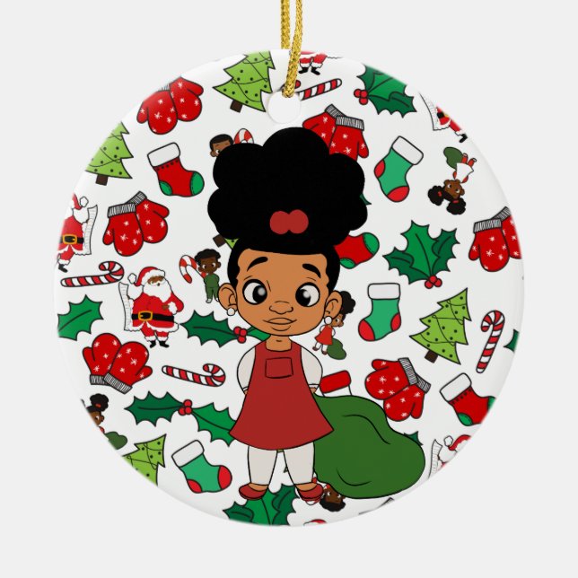 Adorno De Cerámica Navidades del Chica de vacaciones Puff (Frente)