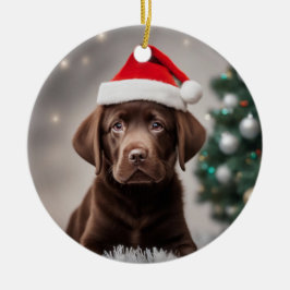 Adorno De Cerámica Navidades del chocolate Labrador