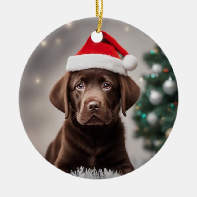 Adorno De Cerámica Navidades del chocolate Labrador (Frente)