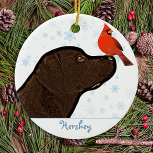 Adorno De Cerámica Navidades del chocolate Labrador