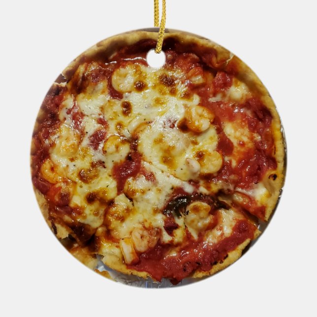 Adorno De Cerámica Navidades del Chrimp Deep Dish Pizza (Frente)