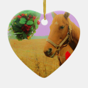 Adorno De Cerámica Navidades del cielo rosa retro Caballo